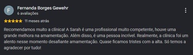Print original da avaliação de Fernanda Borges Gewehr no Google