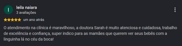 Print original da avaliação de leila naiara no Google