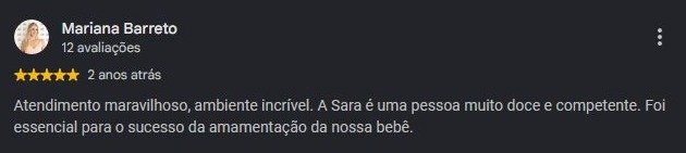 Print original da avaliação de Mariana Barreto no Google