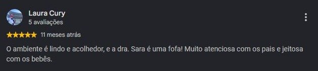 Print original da avaliação de Laura Cury no Google
