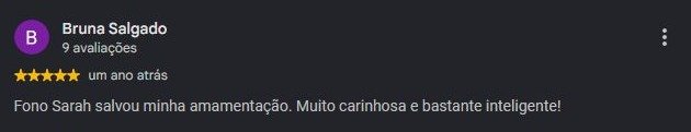 Print original da avaliação de Bruna Salgado no Google