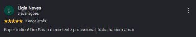 Print original da avaliação de Ligia Neves no Google