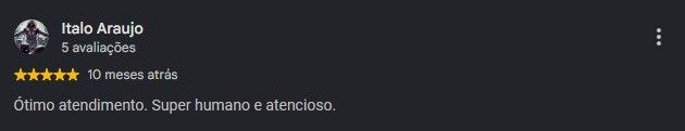 Print original da avaliação de Italo Araujo no Google